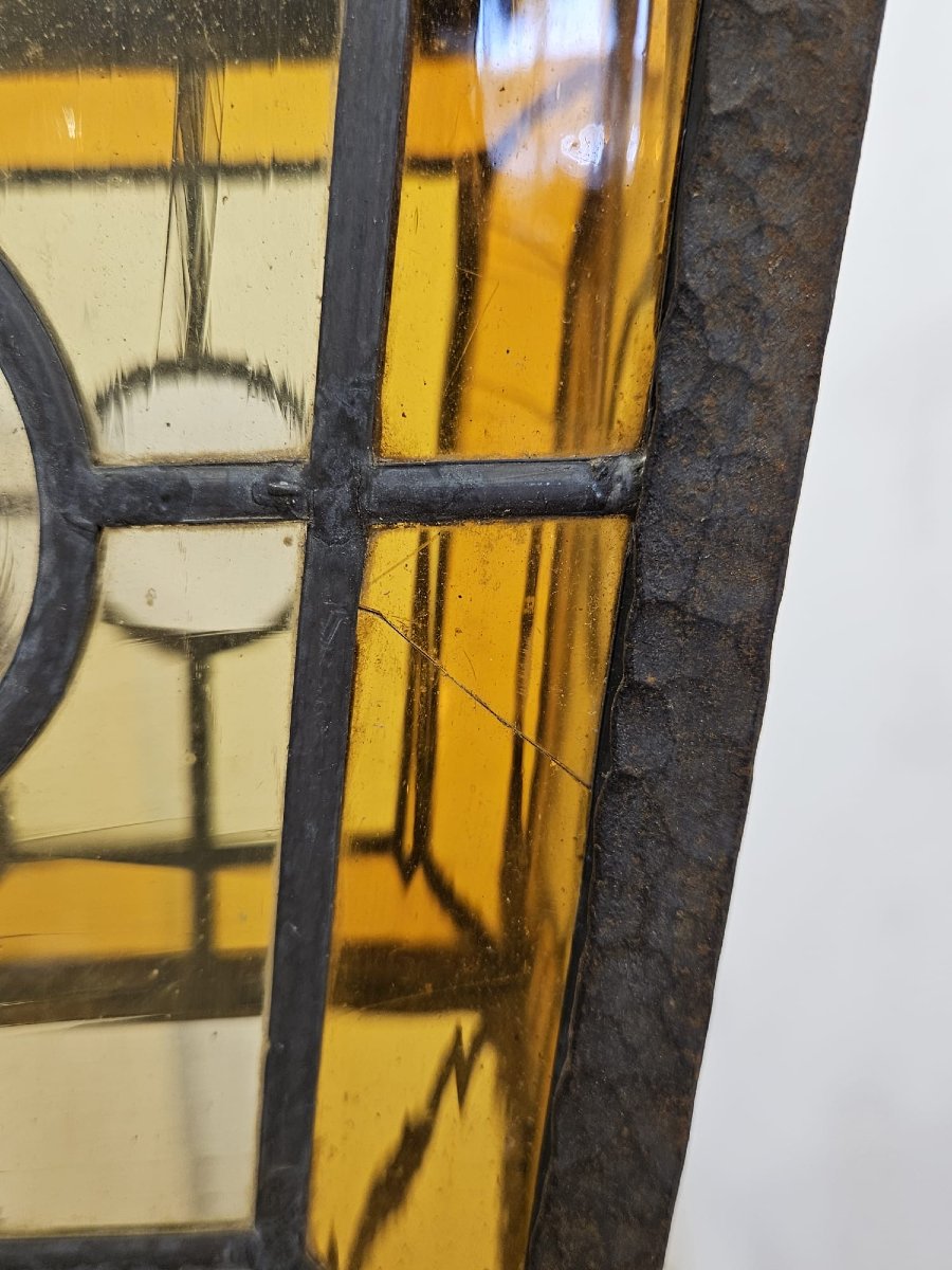 Wall-mounted Lantern Made Of Wrought Iron And Blown Glass – Late 19th / Early 20th Century-photo-4