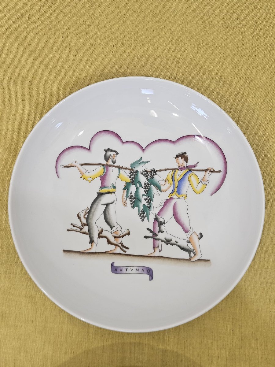 Élégante série de 4 assiettes Richard Ginori – Gio Ponti « Les Quatre Saisons »-photo-1