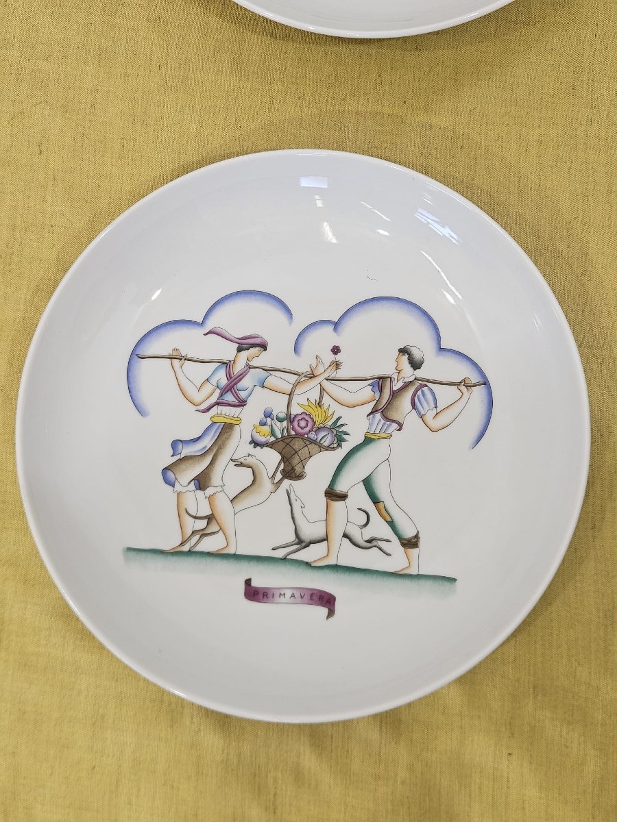 Élégante série de 4 assiettes Richard Ginori – Gio Ponti « Les Quatre Saisons »-photo-4