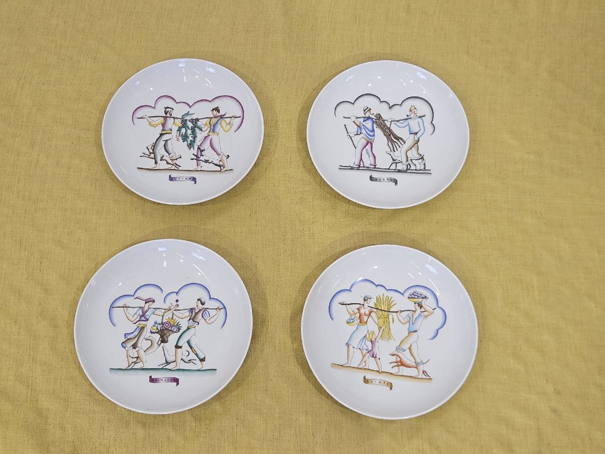 Élégante série de 4 assiettes Richard Ginori – Gio Ponti « Les Quatre Saisons »-photo-5