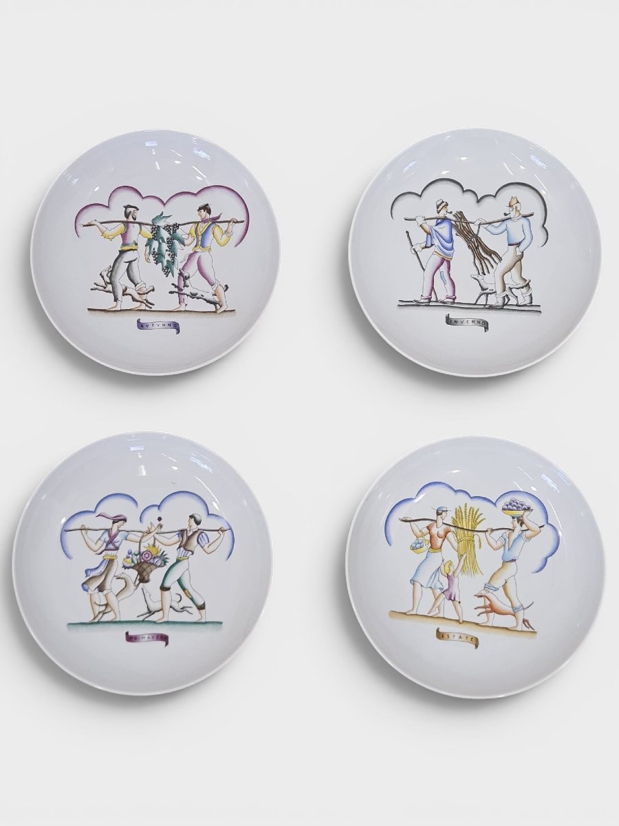 Élégante série de 4 assiettes Richard Ginori – Gio Ponti « Les Quatre Saisons »