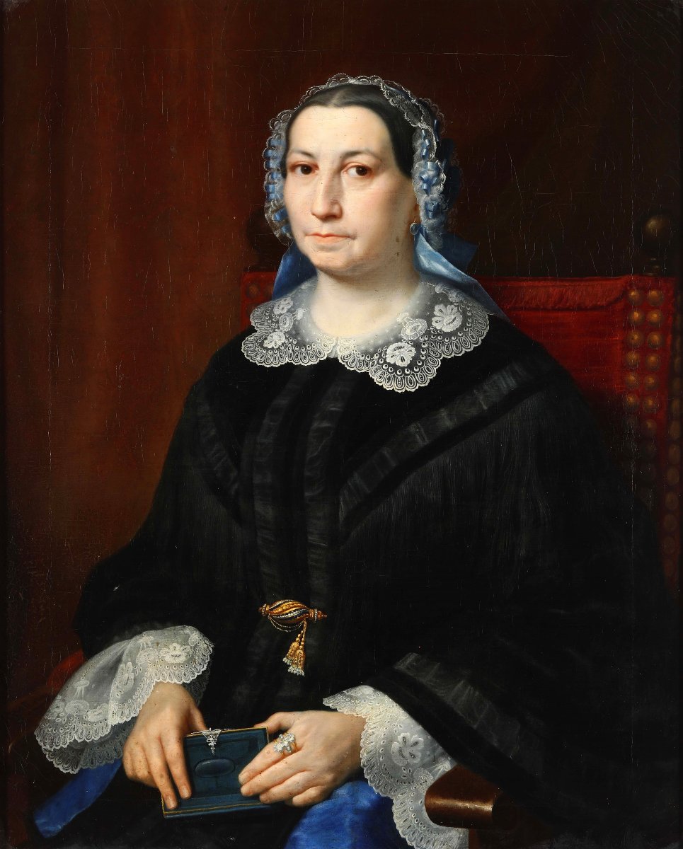 Portrait de dame avec livre – École du XIXe siècle-photo-2