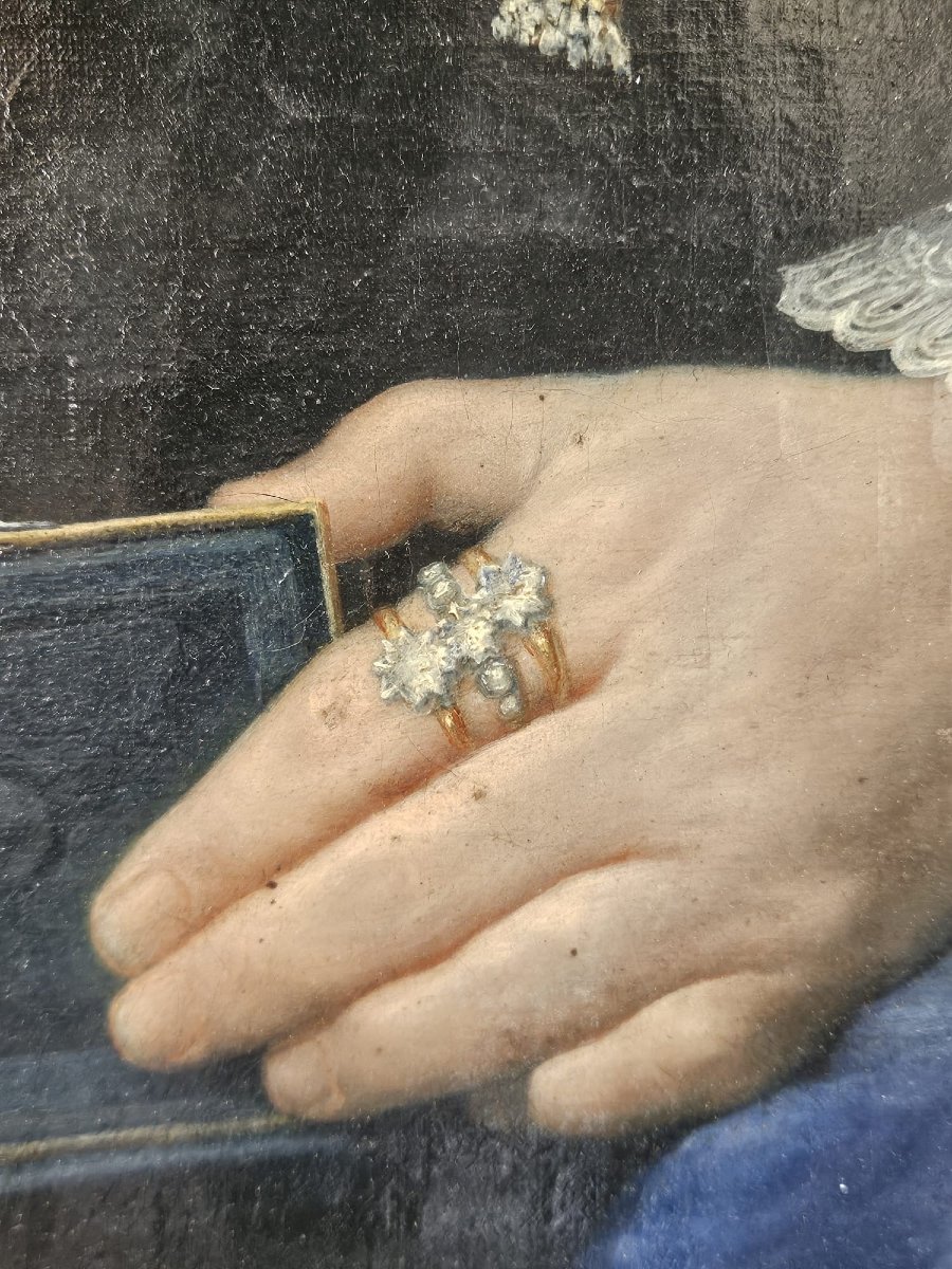 Portrait de dame avec livre – École du XIXe siècle-photo-7