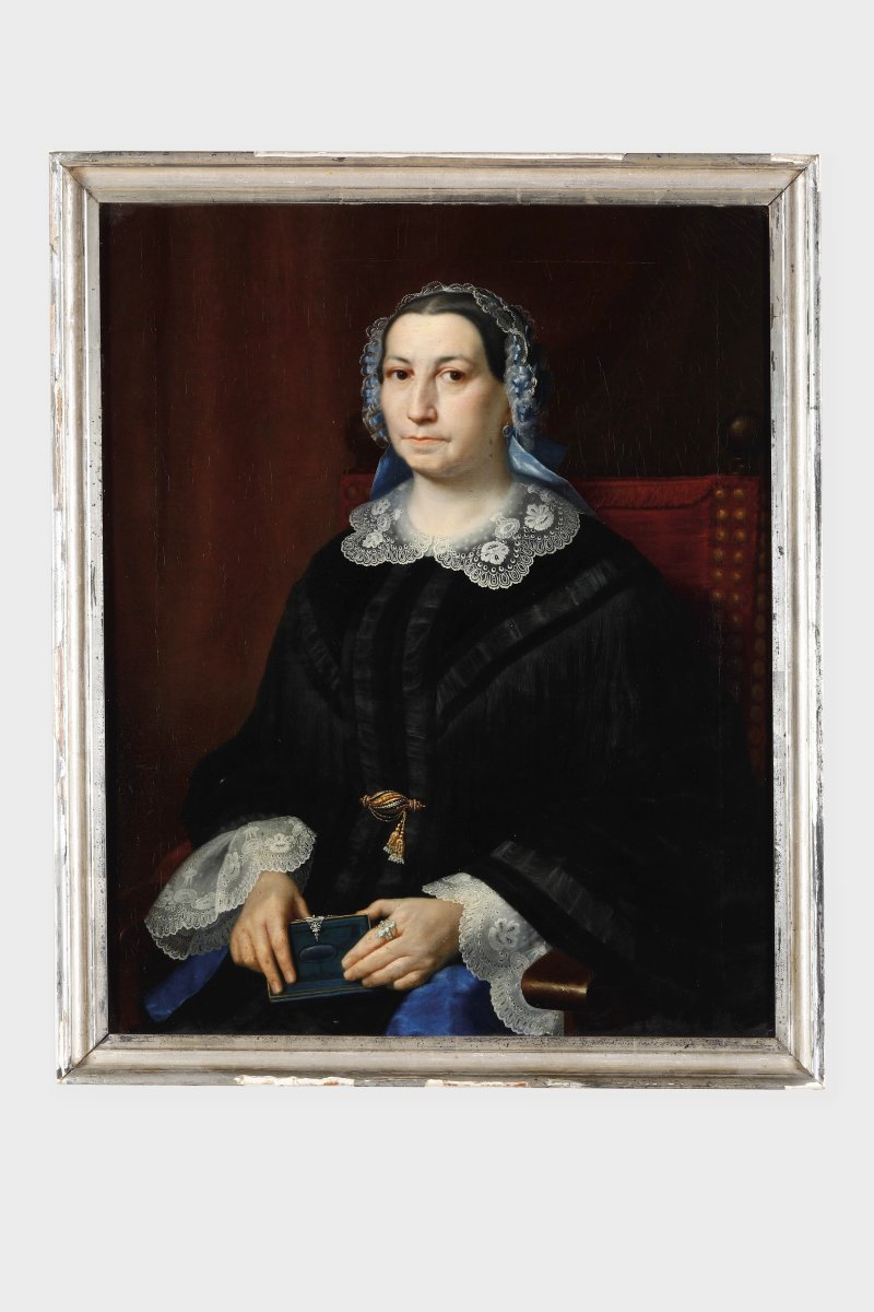 Portrait de dame avec livre – École du XIXe siècle