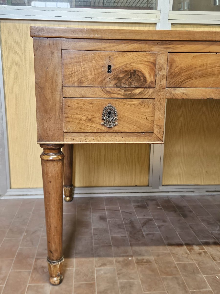 Bureau Empire en noyer de milieu de pièce – Début du XIXe siècle-photo-6