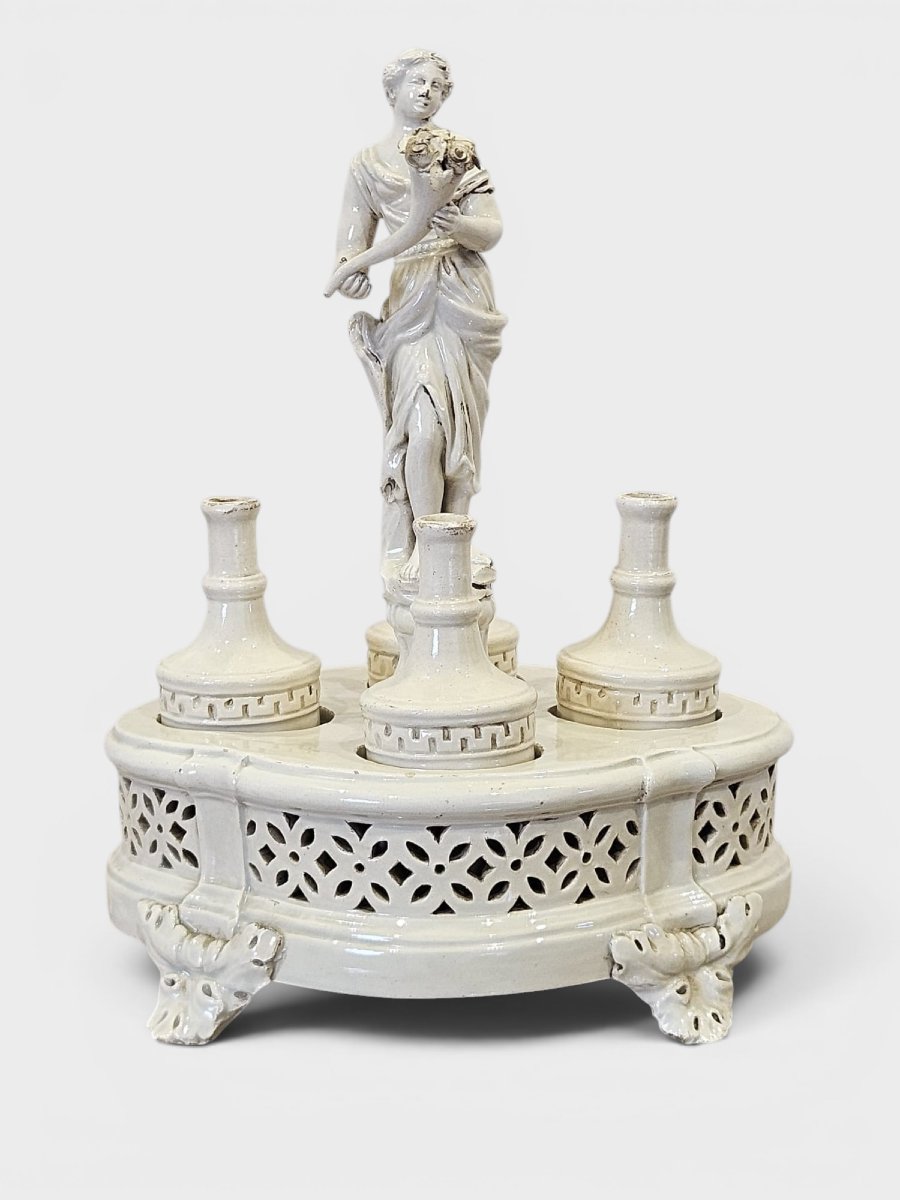 White Glazed Ceramic Vase With A Female Figure – First Half Of The 19th Century