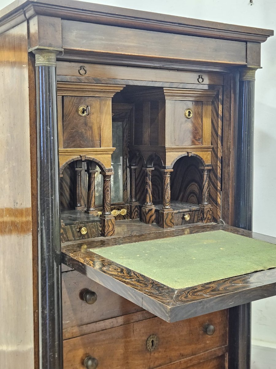 Secrétaire Empire en noyer – Début du XIXe siècle-photo-7