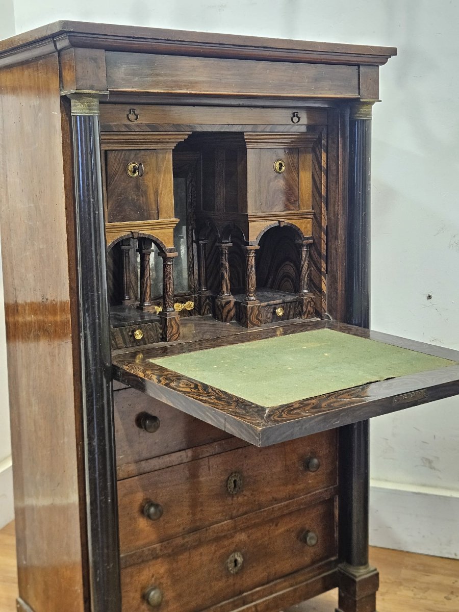 Secrétaire Empire en noyer – Début du XIXe siècle-photo-8