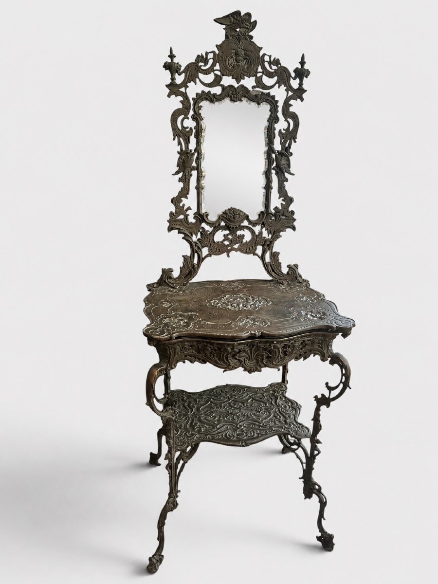 Cast-iron Dressing Table With Mirror - Second Half Of The 19th Century