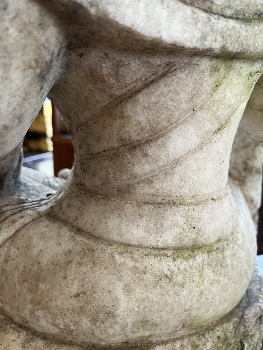 Sculpture en marbre blanc représentant Guanyin – Première moitié du XXe siècle-photo-2