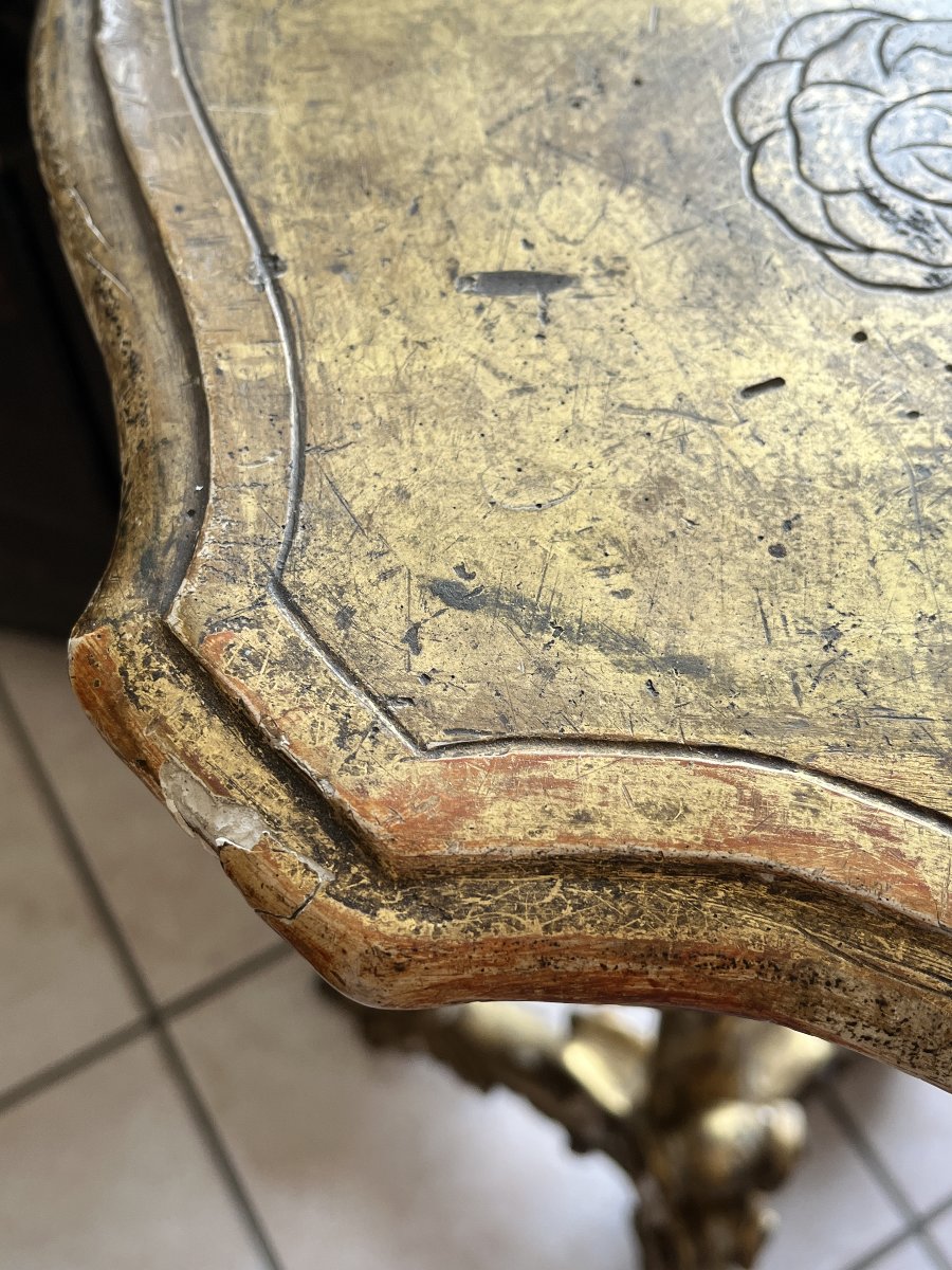 Petite console dorée sculptée – XIXe siècle-photo-5