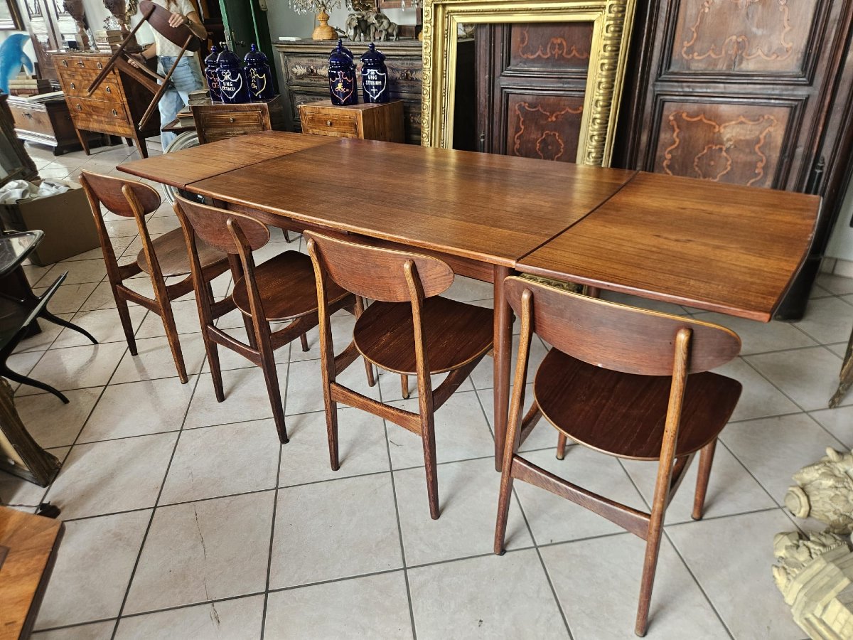 Danish Extendable Teak Dining Table – 1960s-photo-3