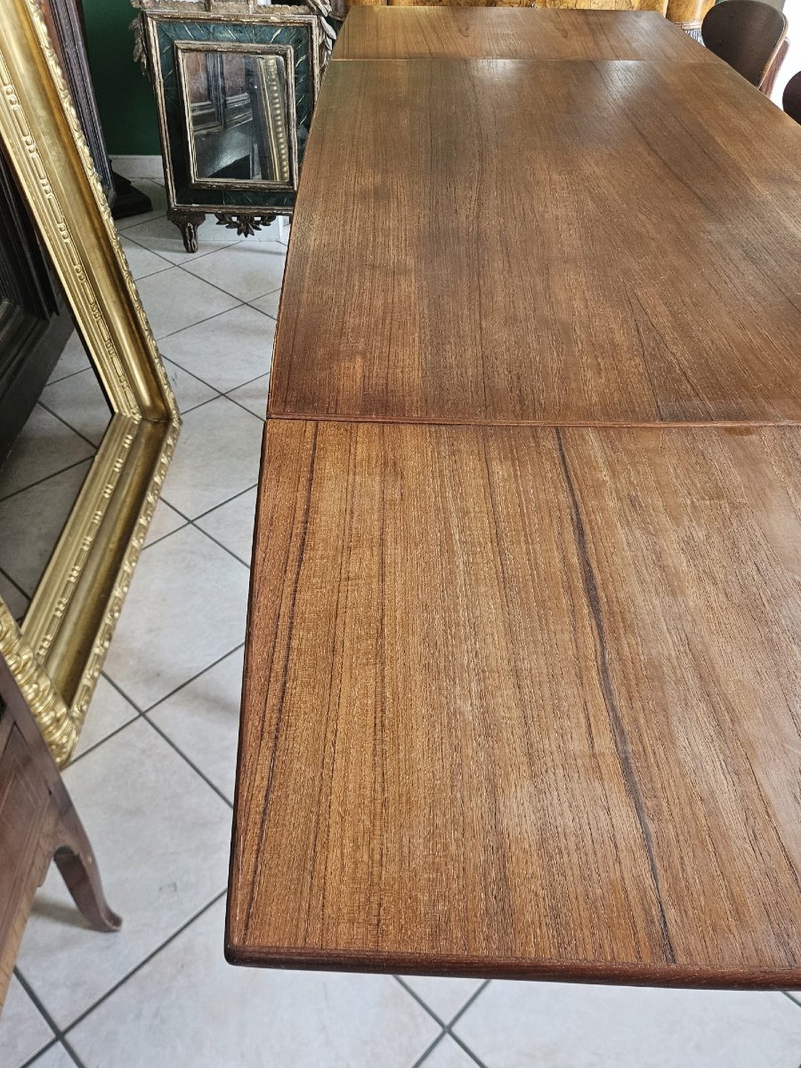 Danish Extendable Teak Dining Table – 1960s-photo-4