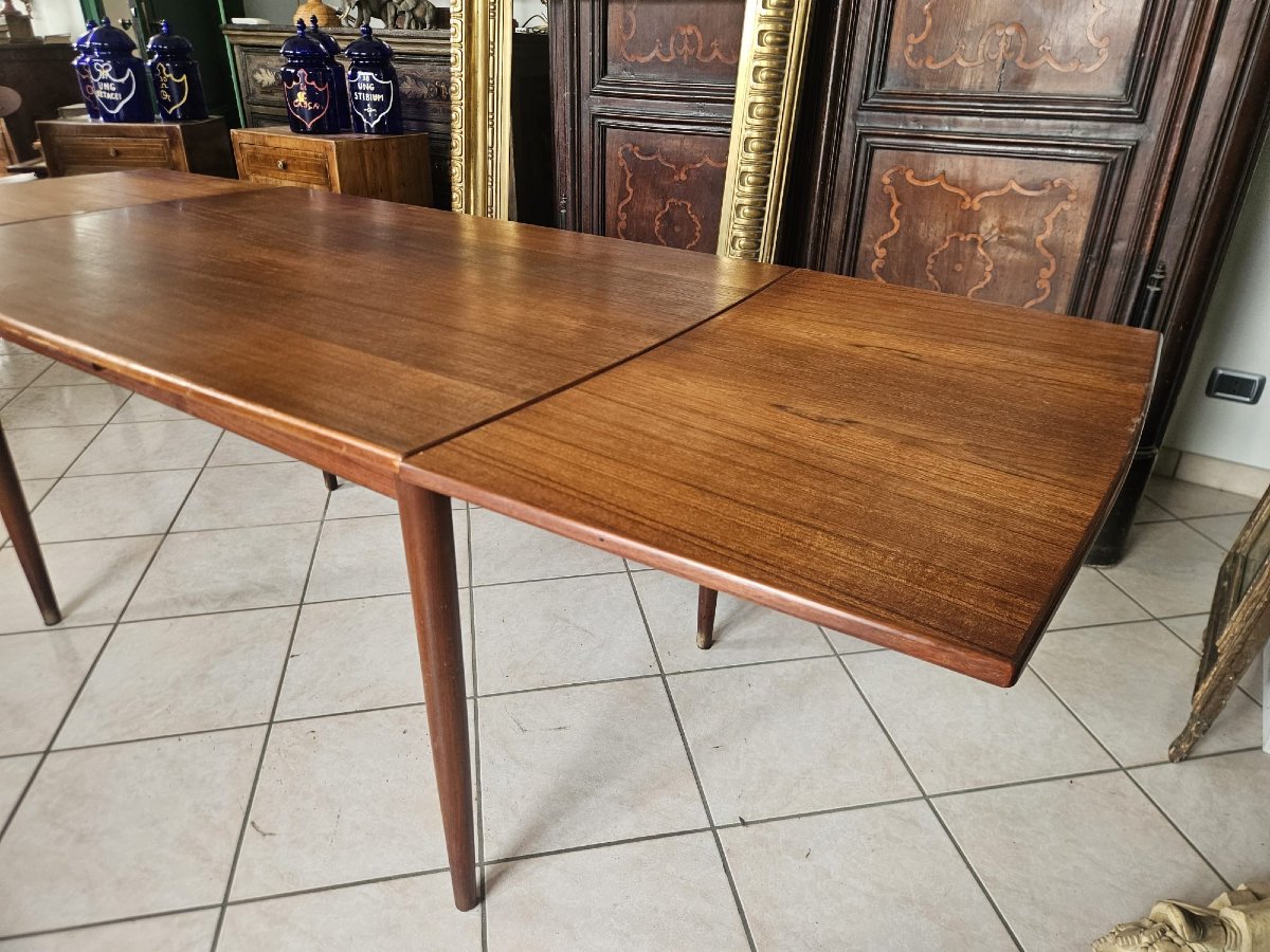 Danish Extendable Teak Dining Table – 1960s-photo-8