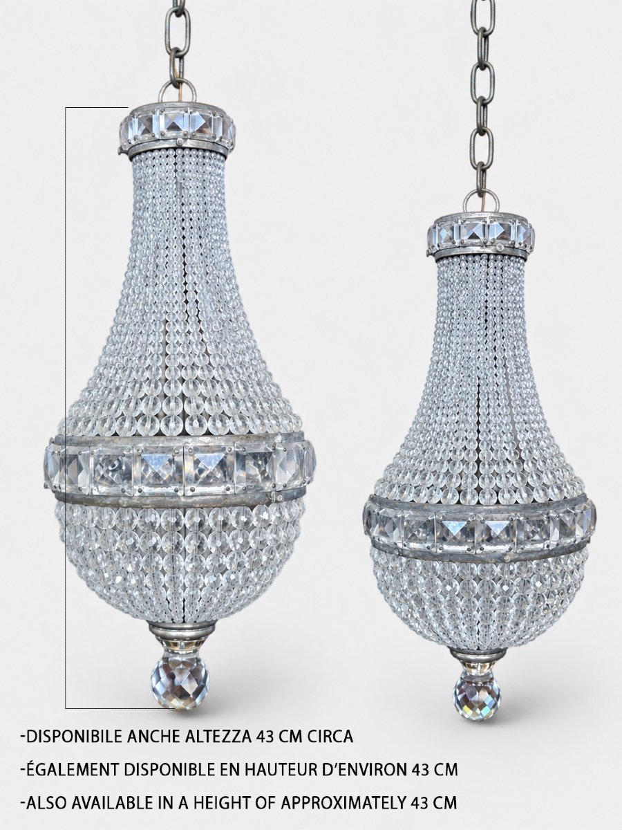 Lustre en cristal de style Empire – Années 1940 – H. env. 36 cm-photo-8