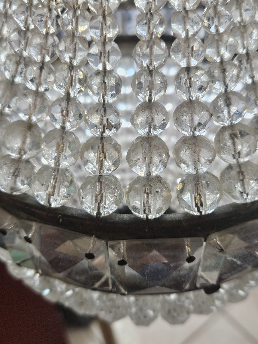 Empire-style Crystal Chandelier – 1940s – Height: Approx. 43 Cm-photo-2