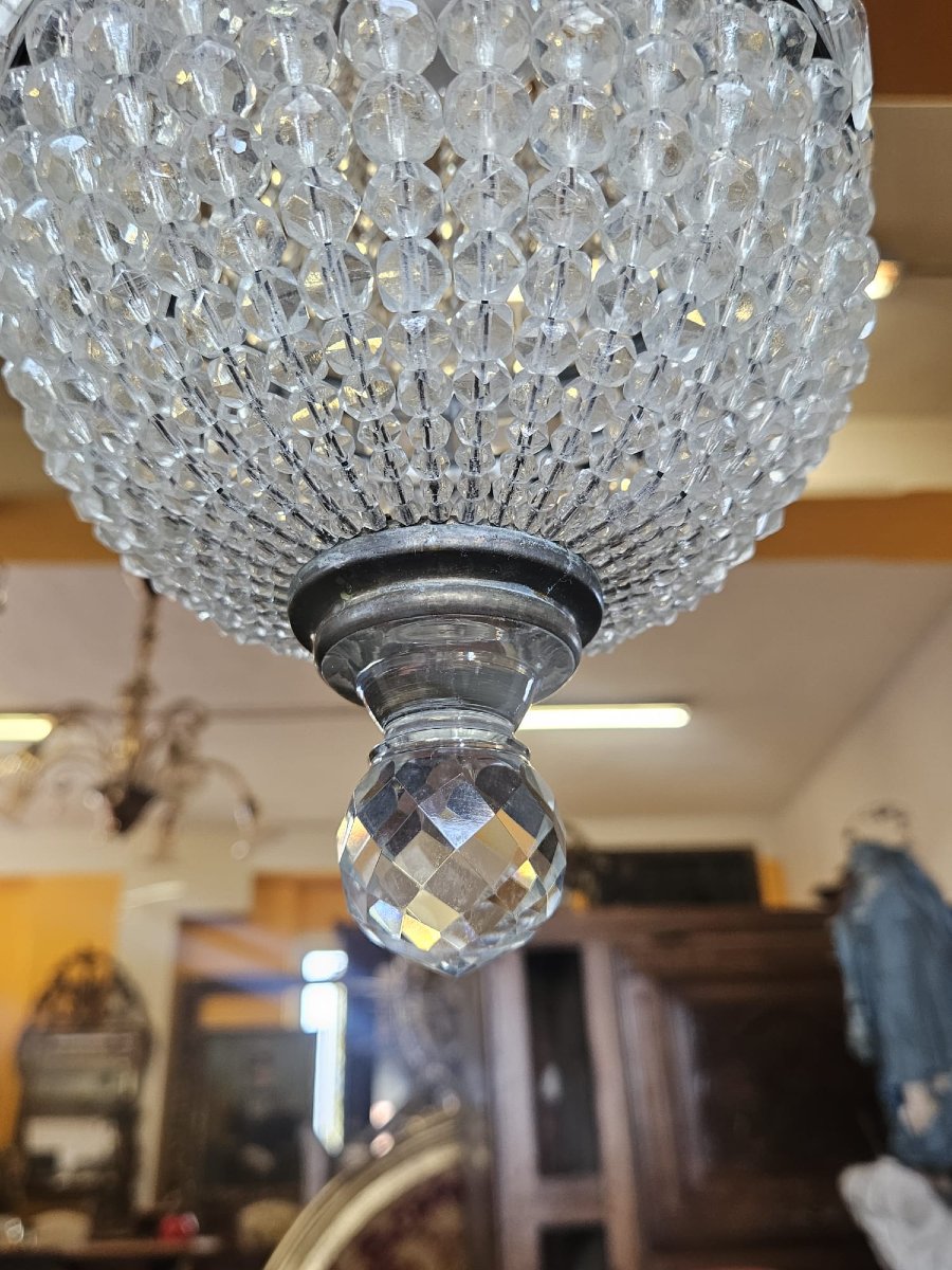 Empire-style Crystal Chandelier – 1940s – Height: Approx. 43 Cm-photo-3