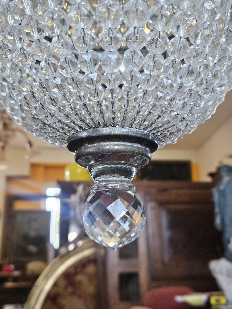 Empire-style Crystal Chandelier – 1940s – Height: Approx. 43 Cm-photo-4