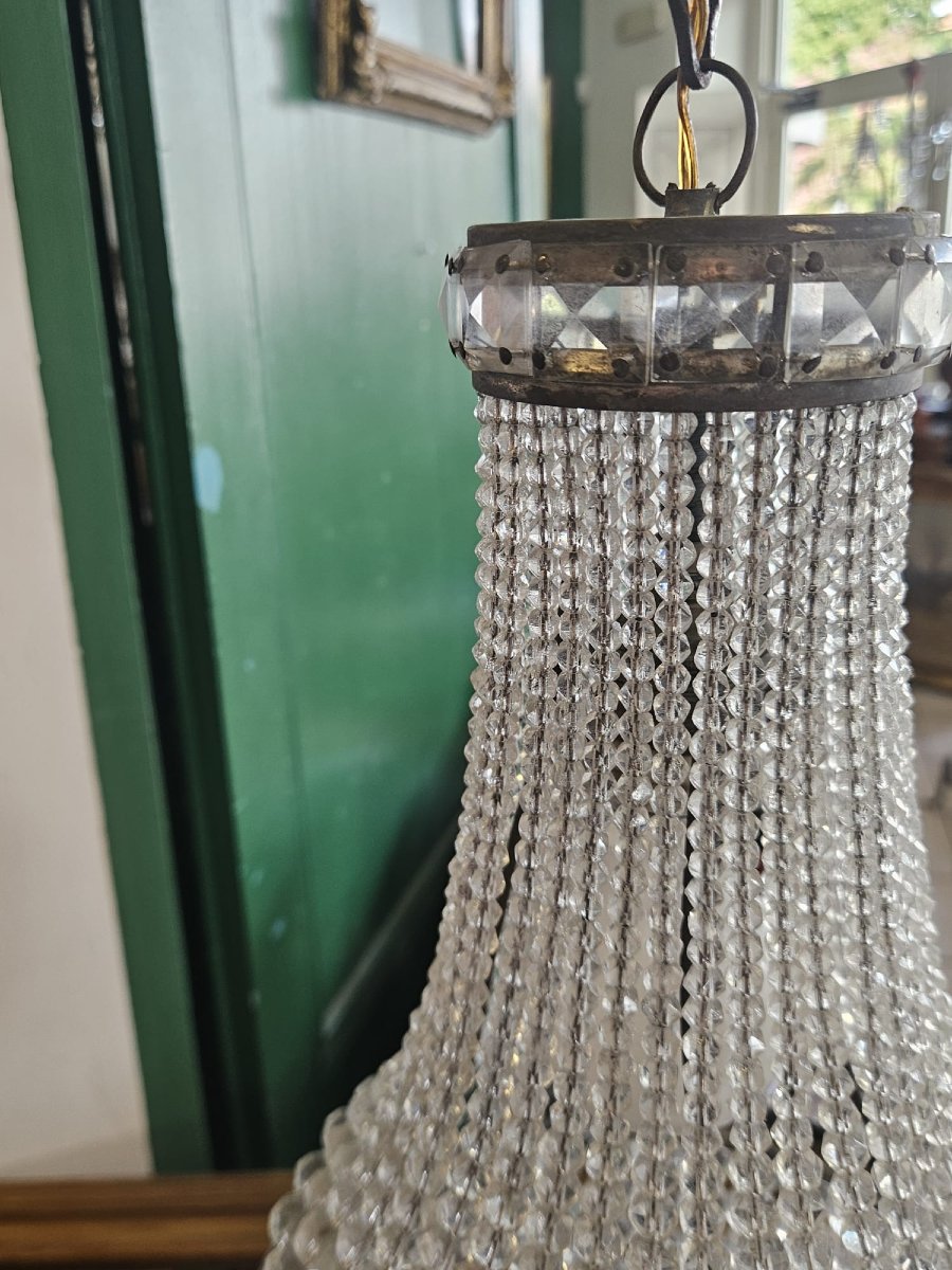 Empire-style Crystal Chandelier – 1940s – Height: Approx. 43 Cm-photo-1