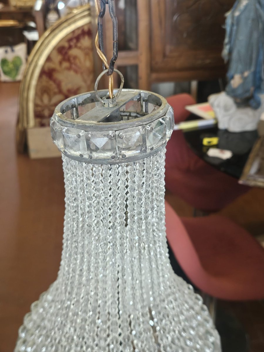 Empire-style Crystal Chandelier – 1940s – Height: Approx. 43 Cm-photo-2