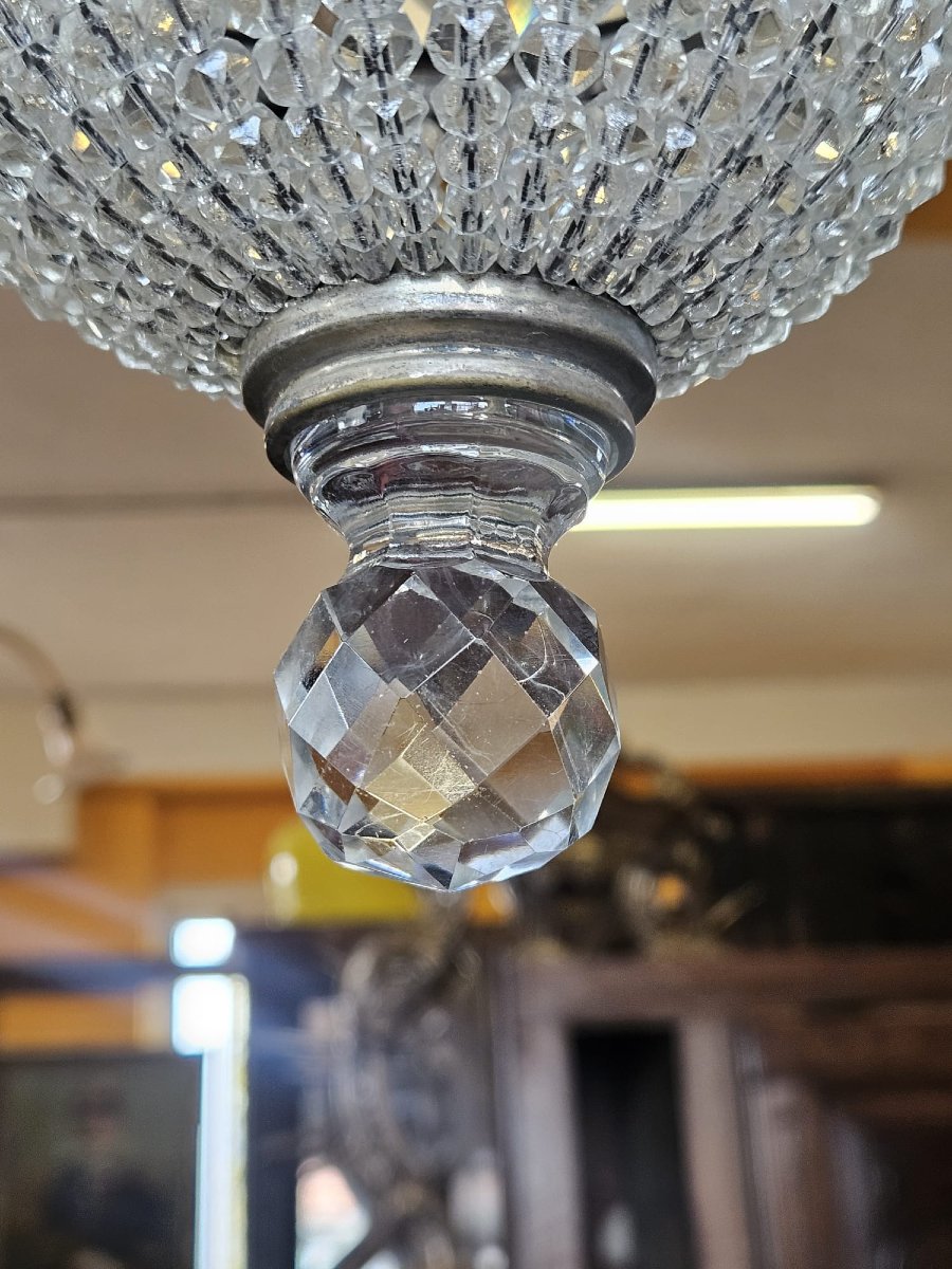 Empire-style Crystal Chandelier – 1940s – Height: Approx. 43 Cm-photo-5