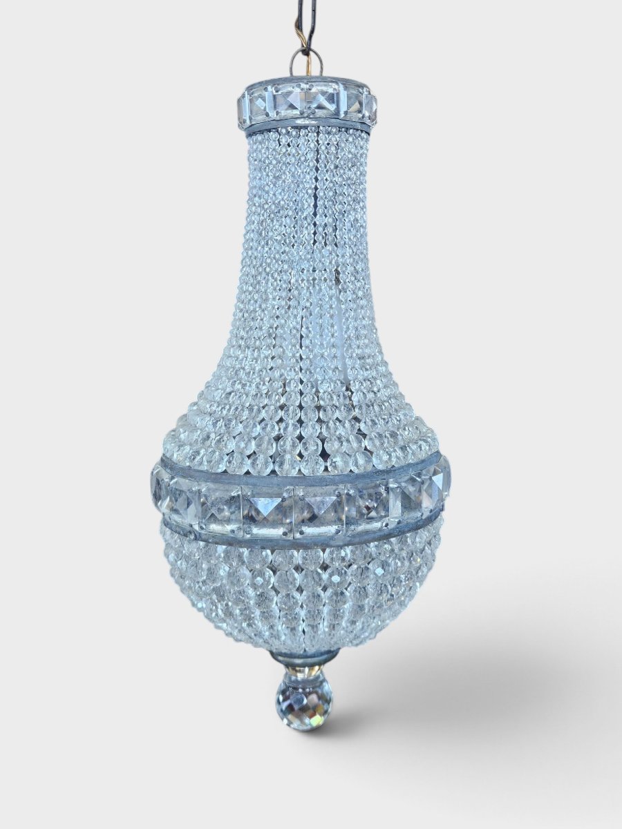 Empire-style Crystal Chandelier – 1940s – Height: Approx. 43 Cm