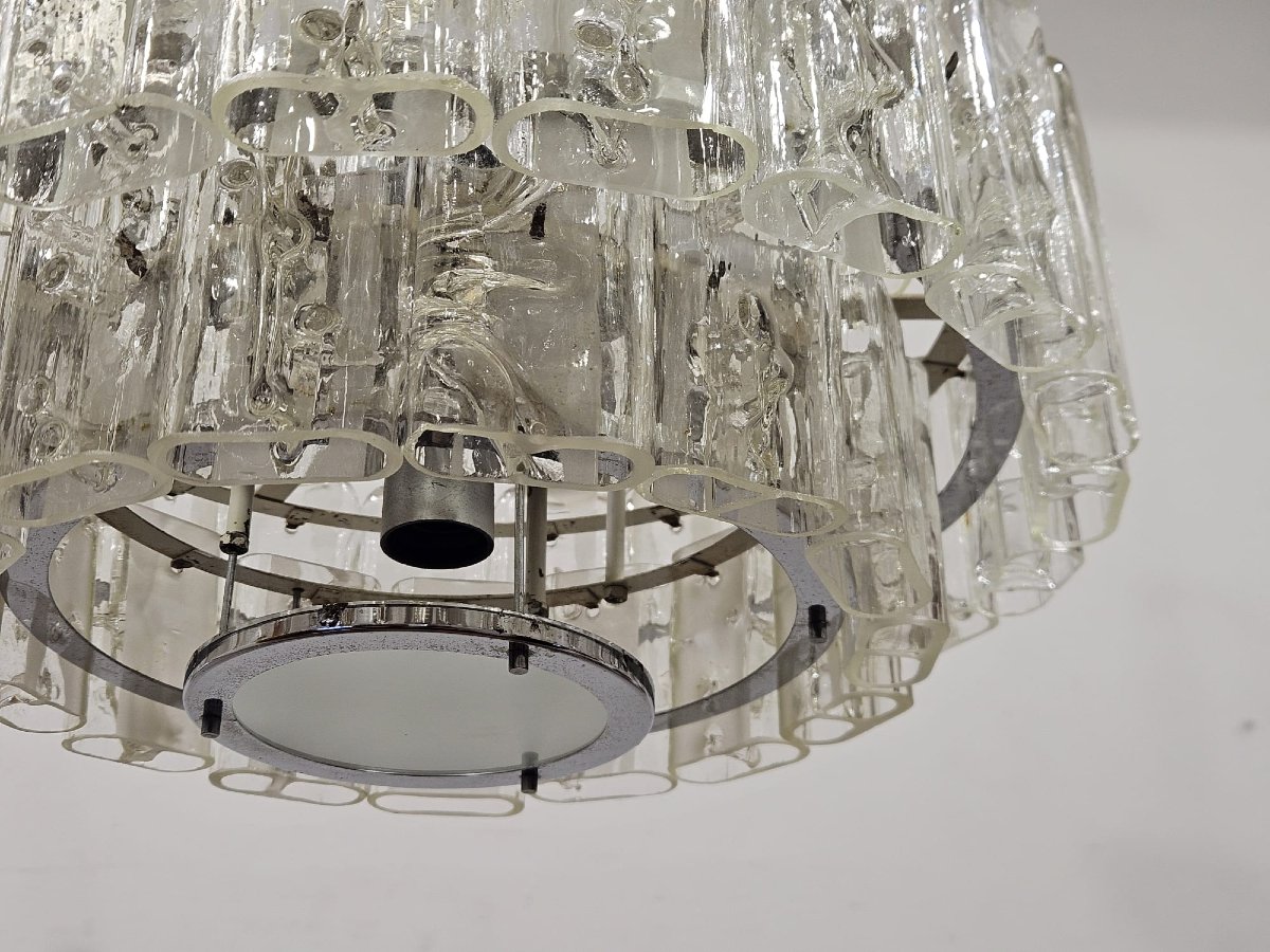 Paire de lustres DORIA-Werkstätten en verre et métal chromé – Années 1960-photo-3
