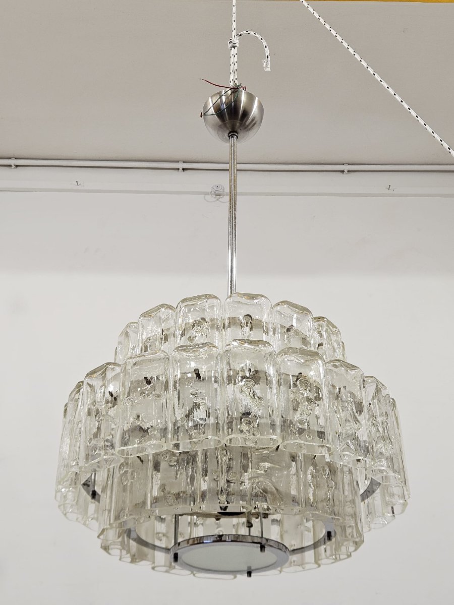 Paire de lustres DORIA-Werkstätten en verre et métal chromé – Années 1960-photo-5