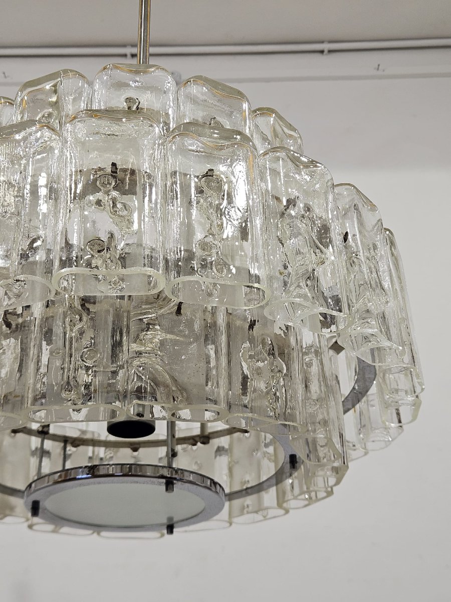 Paire de lustres DORIA-Werkstätten en verre et métal chromé – Années 1960-photo-7