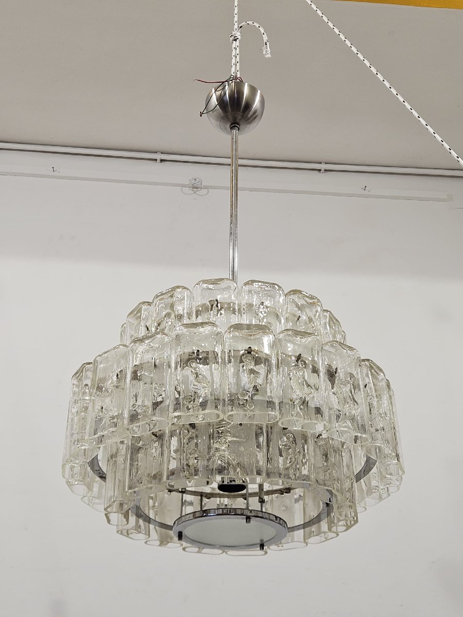 Paire de lustres DORIA-Werkstätten en verre et métal chromé – Années 1960-photo-8