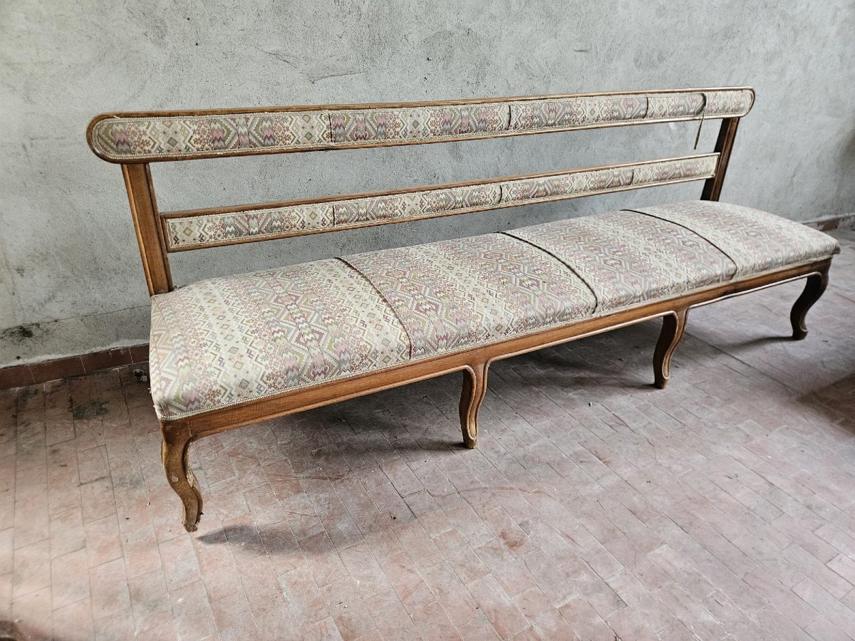 Paire de grandes banquettes piémontaises en noyer – Milieu du XIXe siècle-photo-3
