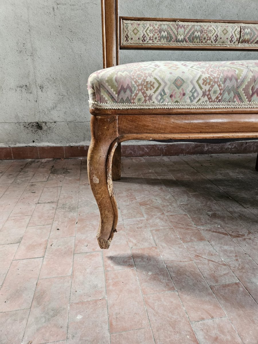 Paire de grandes banquettes piémontaises en noyer – Milieu du XIXe siècle-photo-2