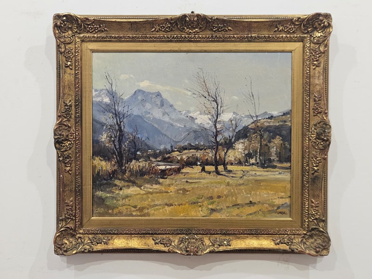 Carlo Musso (1907–1968) – Mountain Landscape – Oil On Panel-photo-2