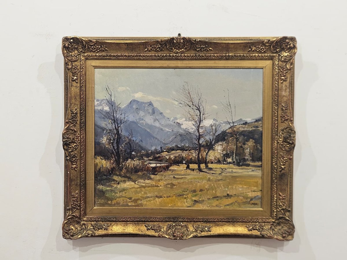 Carlo Musso (1907–1968) – Mountain Landscape – Oil On Panel-photo-3