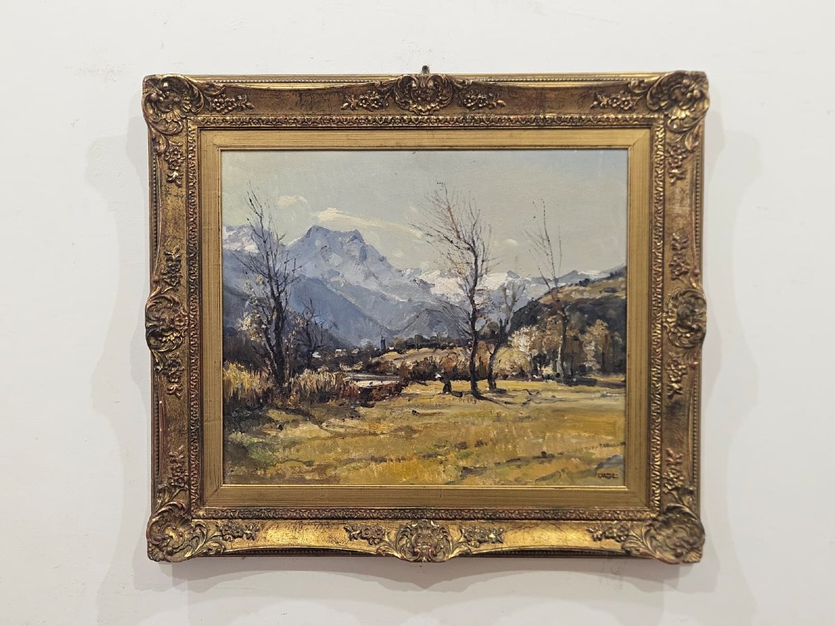 Carlo Musso (1907–1968) – Mountain Landscape – Oil On Panel-photo-6
