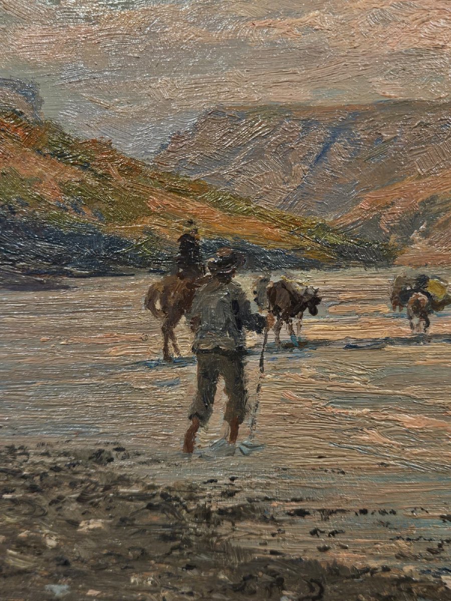 Giuseppe Gheduzzi (1889–1957) – River Landscape – Oil On Wood-photo-4