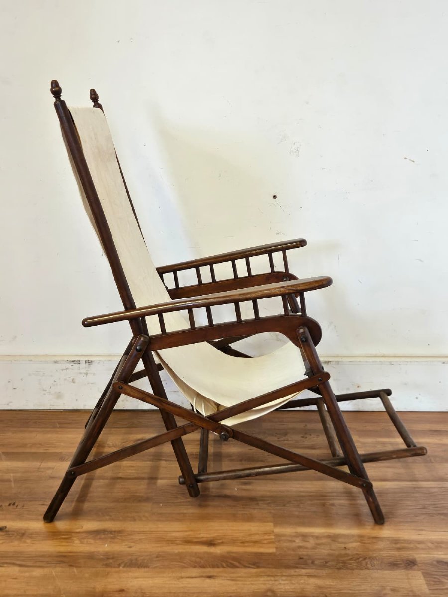 Chaise pliante de paquebot – Compagnie transatlantique française – 1890-1920-photo-2