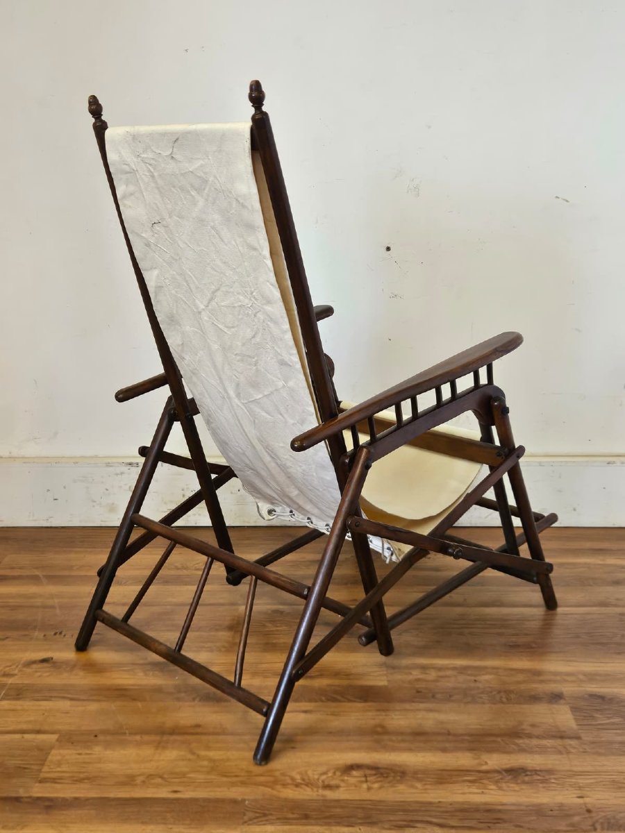 Chaise pliante de paquebot – Compagnie transatlantique française – 1890-1920-photo-3