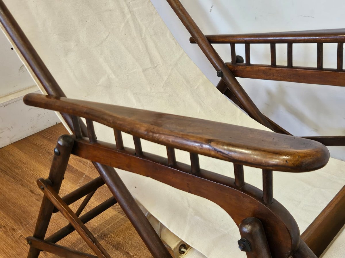 Chaise pliante de paquebot – Compagnie transatlantique française – 1890-1920-photo-7