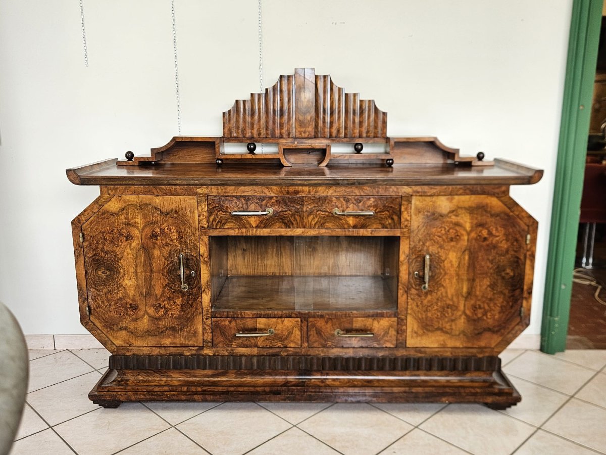 Buffet Art Déco en loupe de noyer – Première moitié du XXe siècle-photo-5