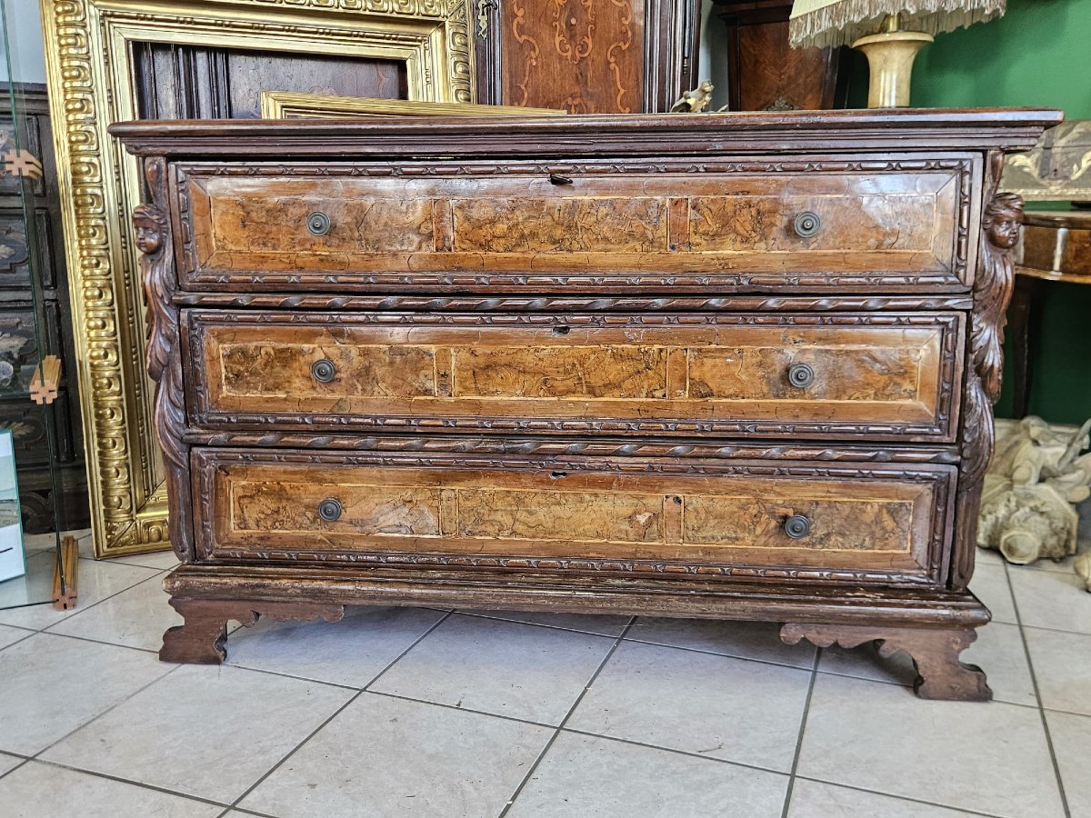 17th-century Lombard Chest Of Drawers With Caryatids-photo-4