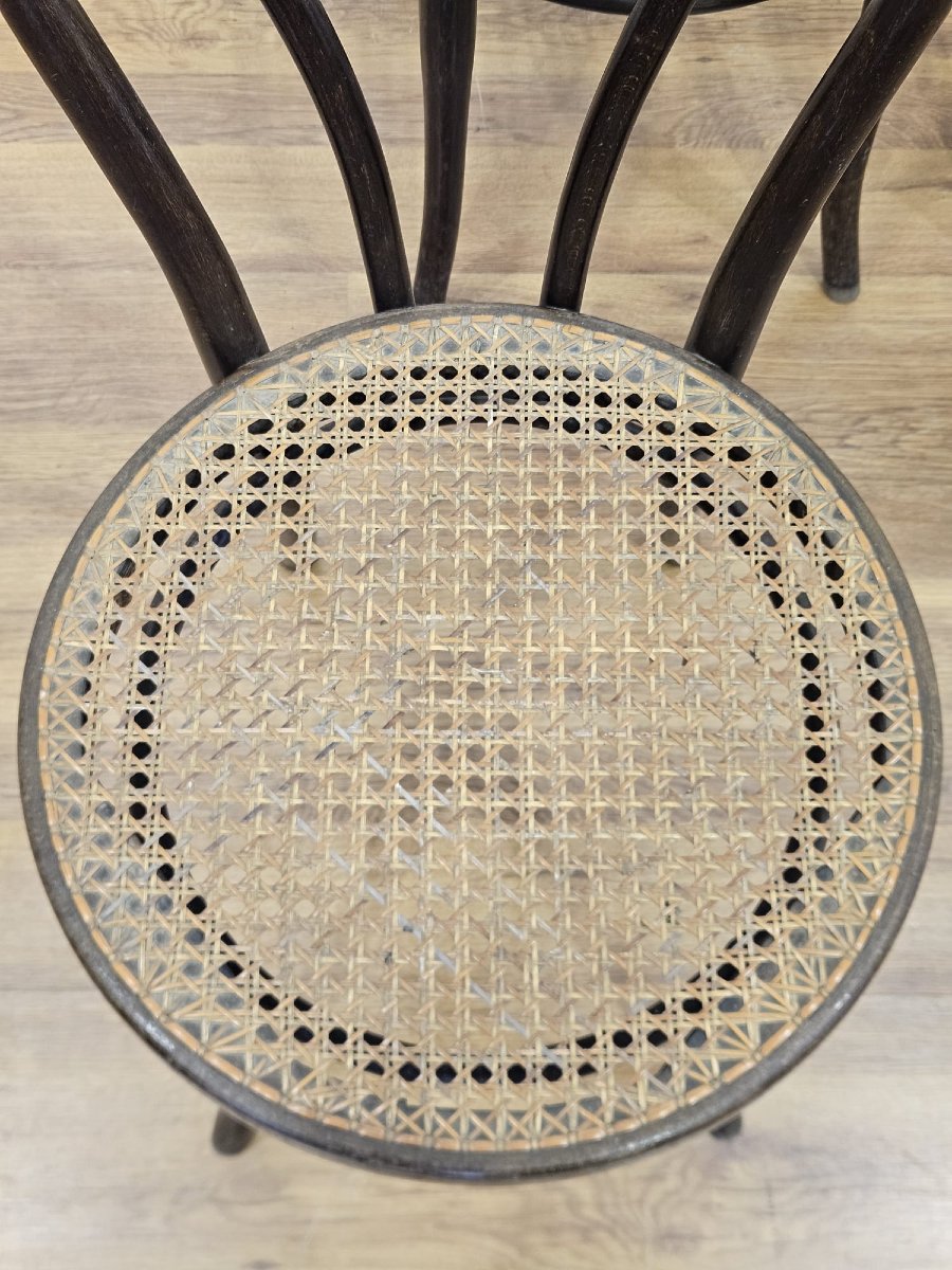 Ensemble de 4 chaises Thonet originales – Bois courbé et cannage viennois-photo-7