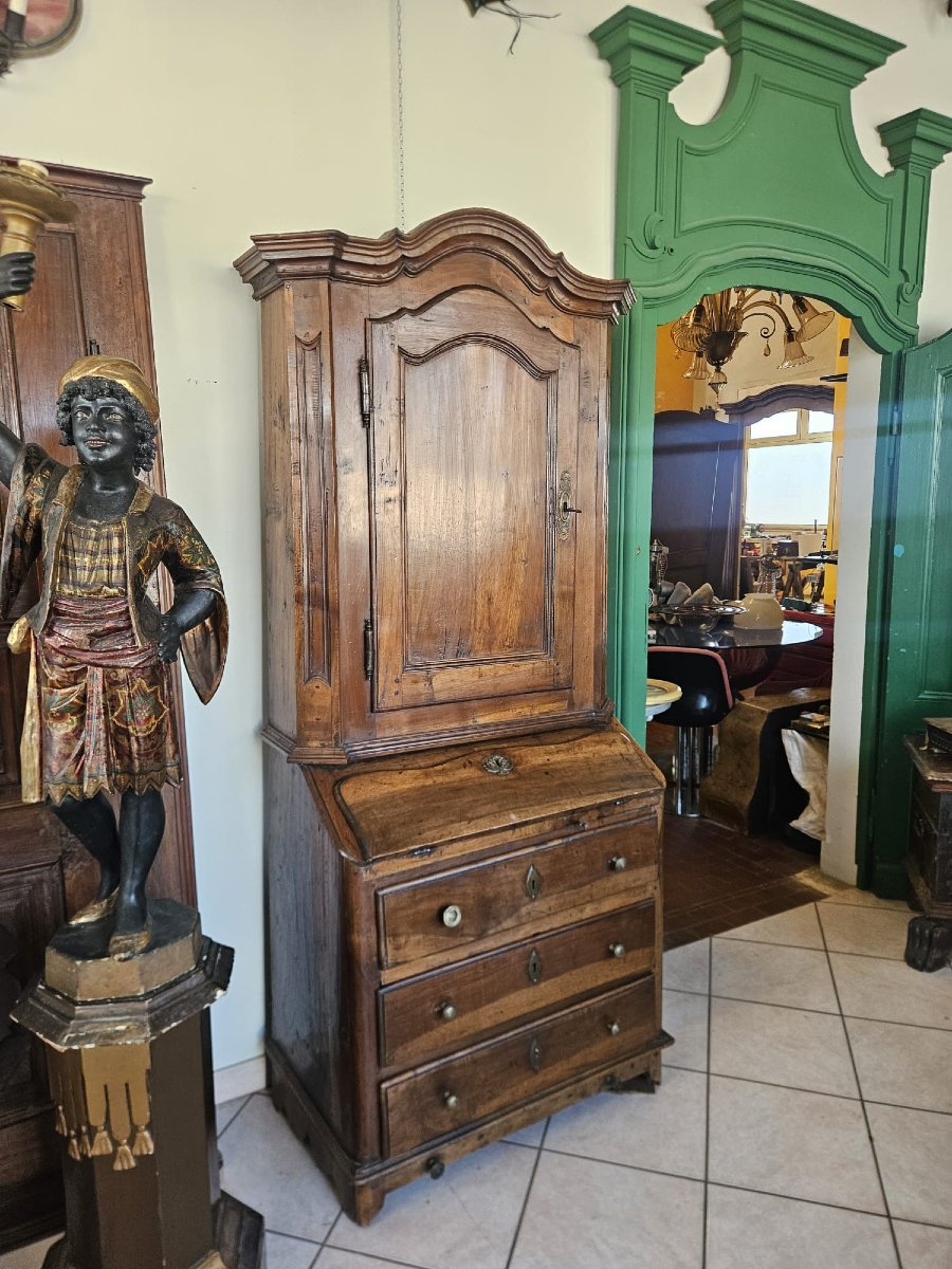 Petit secrétaire à deux corps piémontais en noyer – XVIIIe siècle-photo-2