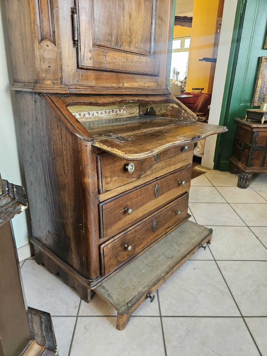 Petit secrétaire à deux corps piémontais en noyer – XVIIIe siècle-photo-3