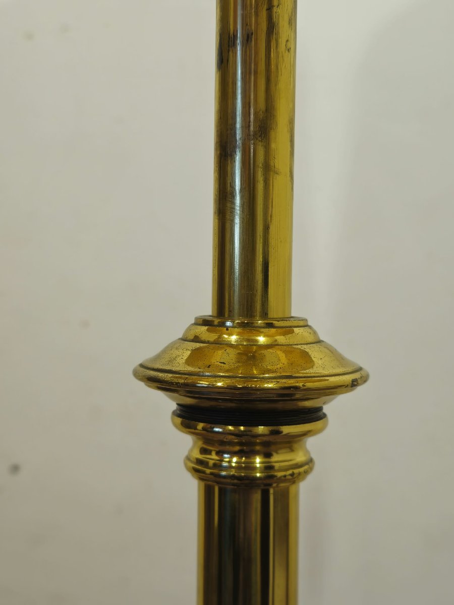 Lampadaire victorien en bronze doré à tige télescopique – Fin XIXe / Début XXe siècle-photo-1