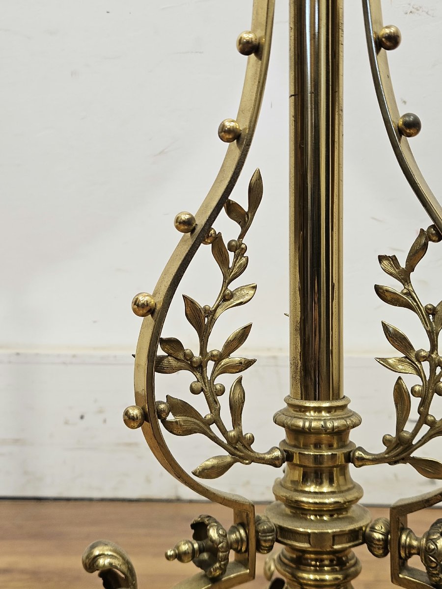 Lampadaire victorien en bronze doré à tige télescopique – Fin XIXe / Début XXe siècle-photo-7