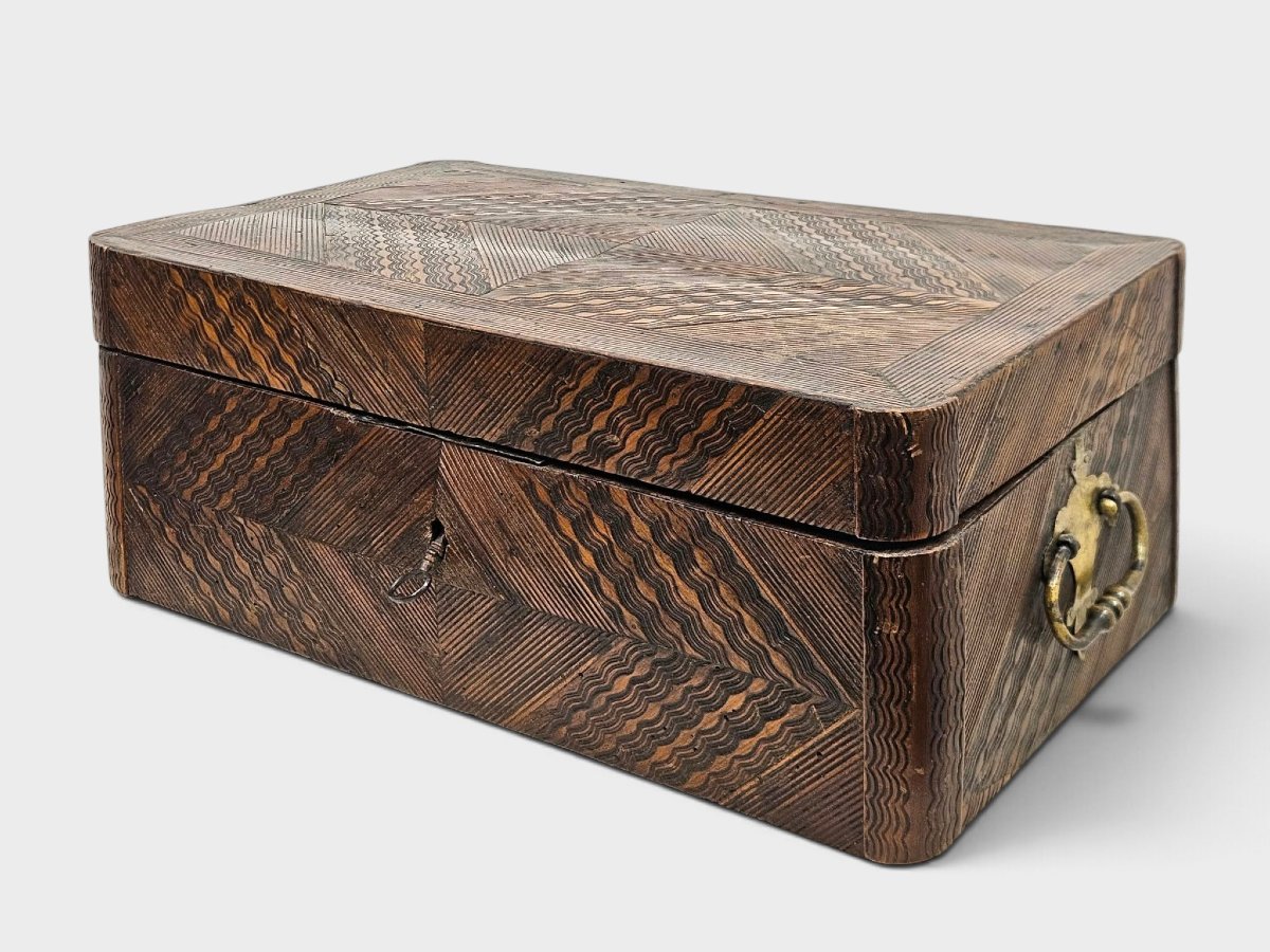 Antique, Finely Engraved Wooden Nautical Box – 19th Century