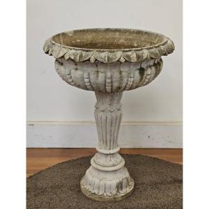 Finely Carved White Marble Garden Tub / Garden Vase