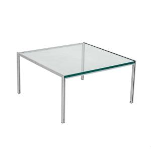 Metal Coffee Table With Glass Top By Ross Littell For Depadova - 1960s