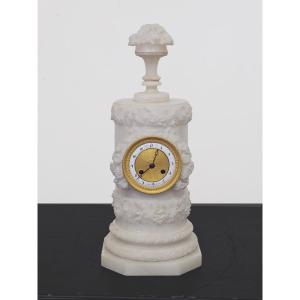 Finely Worked Alabaster Table Clock - 19th Century
